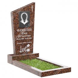 Памятник из дымовского гранита ДВ - 002 цвет коричнево-бордовый 100х50х8	