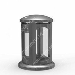 Лампада на могилу-004-3 полимергранит/стекло цвет серебро 24х15 см