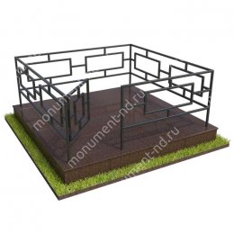 Бетонный цоколь полный подиум с оградой на могилу БЦППО-3_2 # от 200х180 см