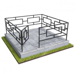 Бетонный цоколь полный подиум с оградой на могилу БЦППО-3_3 # от 200х180 см